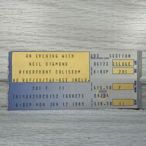 NEIL DIAMOND Riverfront Coliseum Cincinnati 1989 Concert Ticket Stub Vintage